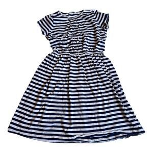 Crewcuts Girls' Cream & Black Striped Smocked Dress - Size 12